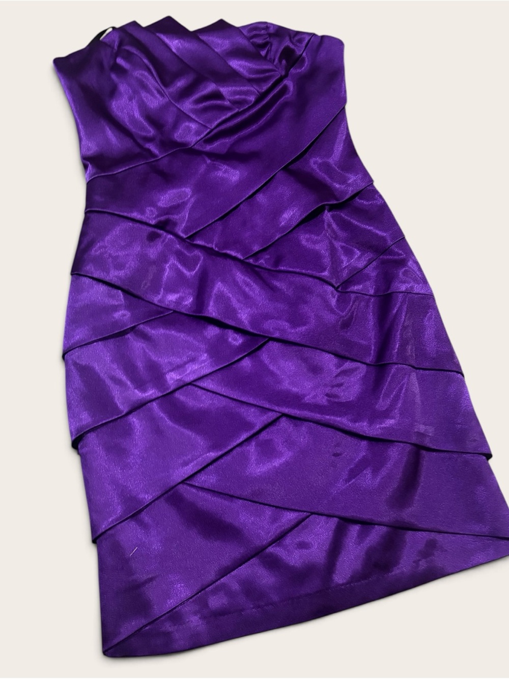 Jessica McClintock Purple Strapless Tiered Satin Cocktail Dress . Size 6